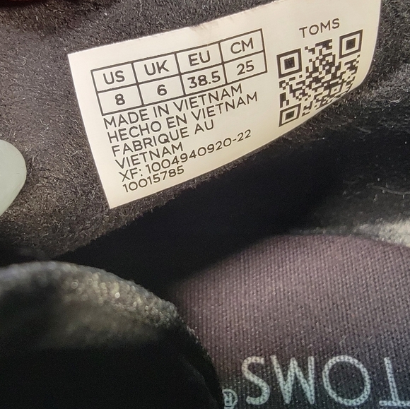 Toms Kala Black Sparkle Lace Up Wedge Booties Size 8 - Picture 13 of 15